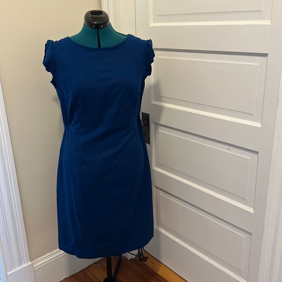 Talbots Dresses & Skirts - Talbots Teal Italian Flannel Wool Dress size 16 Ruffle Sleeve